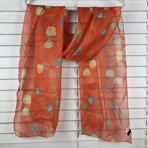 Vintage Floral Orange Sheer Scarf By Resource